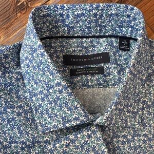 Tommy Hilfiger THFlex Supima Slim Fit Shirt Mens 16 34/35 Large Floral